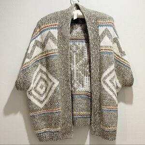 AMERICAN EAGLE OUTFITTERS Women’s Aztec Brown Multi Short Sleeve Cardigan